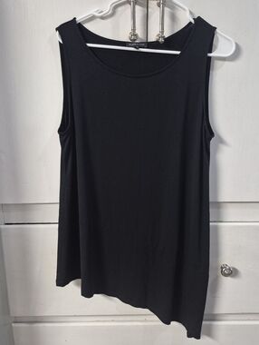 Eileen Fisher Women’s Tank Top Large Black Asymmetric Hem Staple Classic